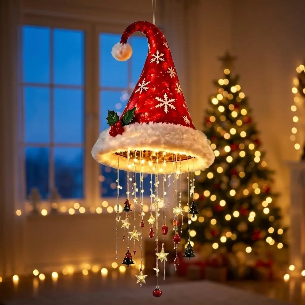 LED-Weihnachtsmütze mit Schneeflocken