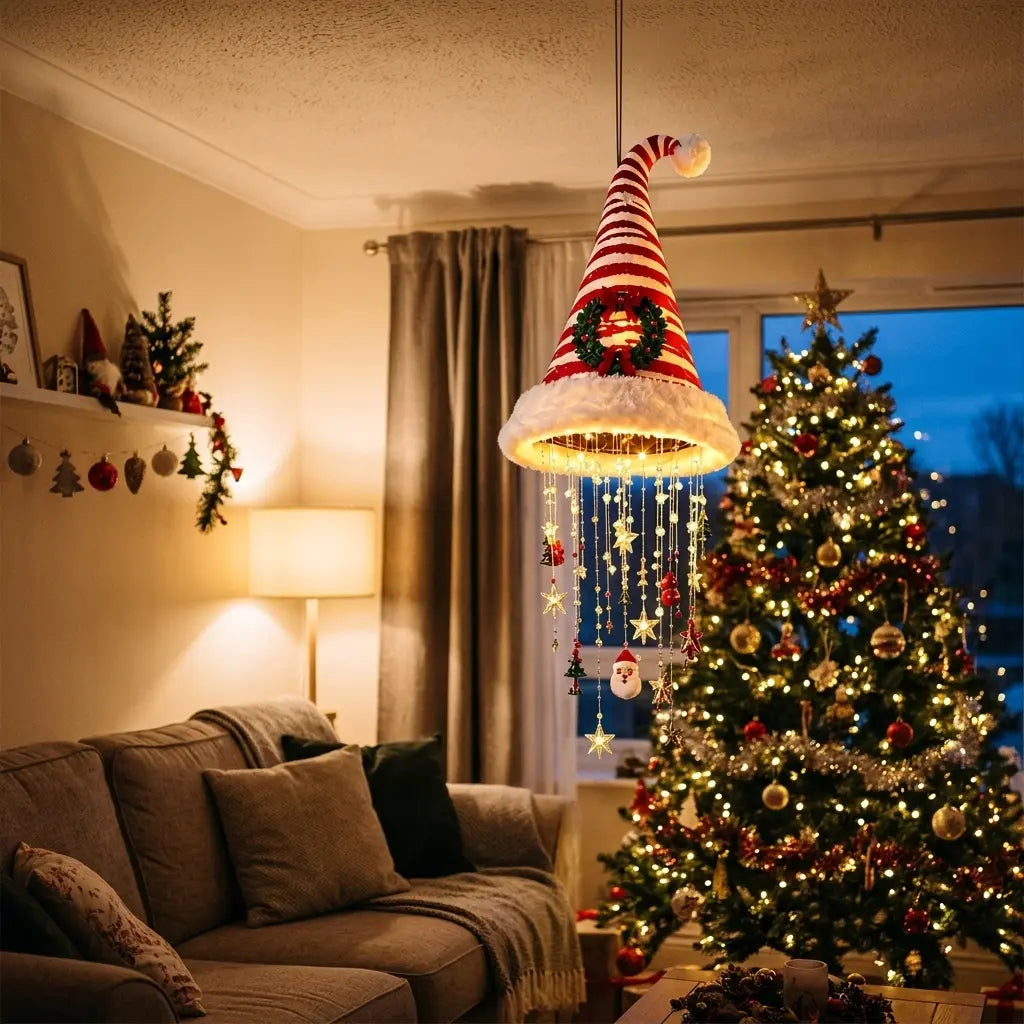 LED-Weihnachtsmütze mit Schneeflocken
