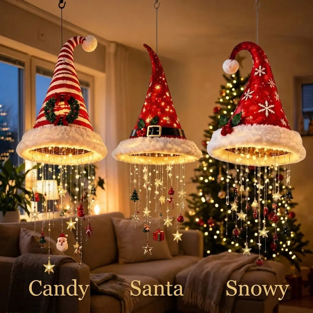 LED Santa Hat with Snowflakes
